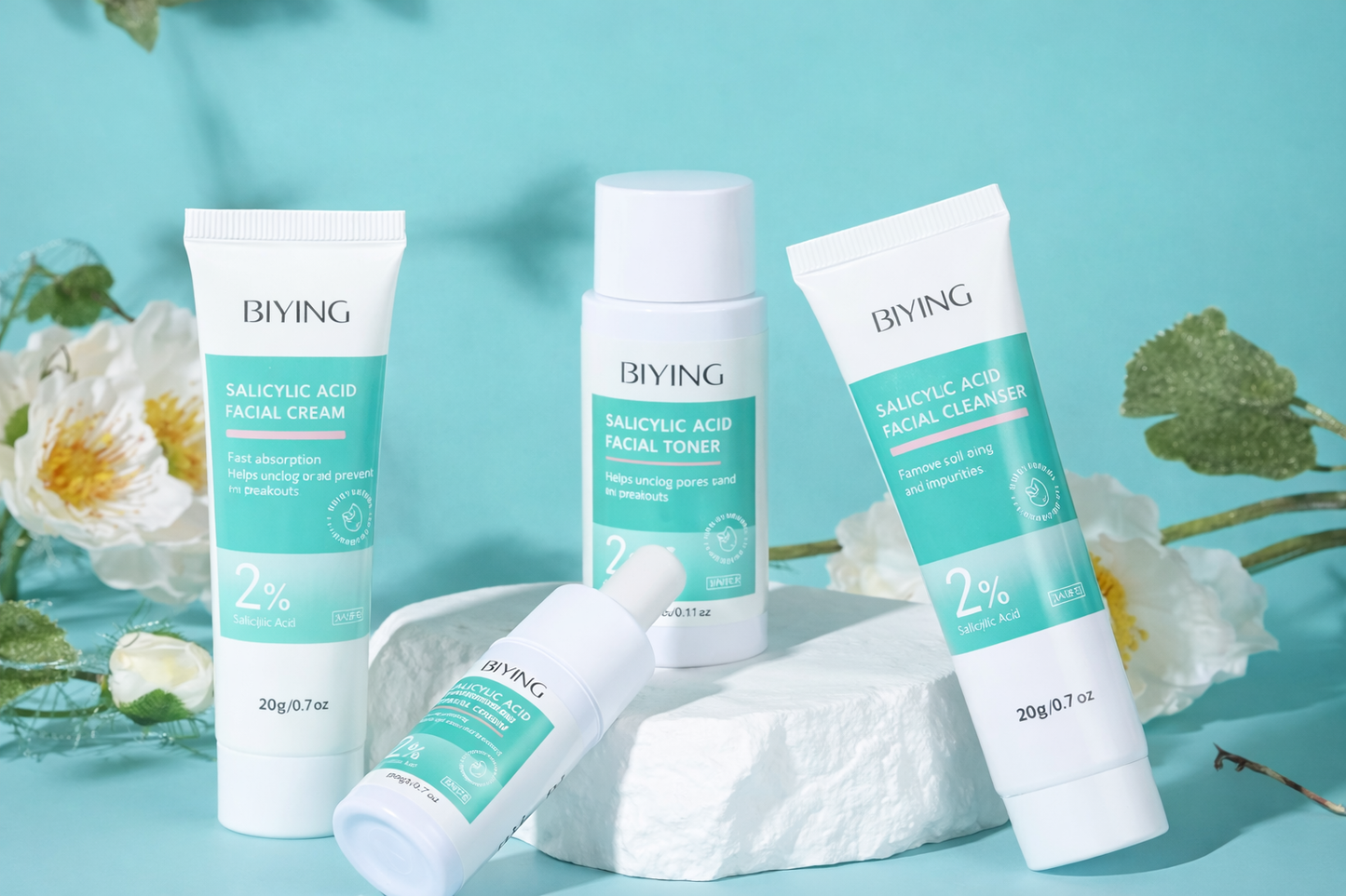 Salicylic Acid Cleansing & Moisturizing Skincare Set – Voor alle huidtypen - 4 Delig