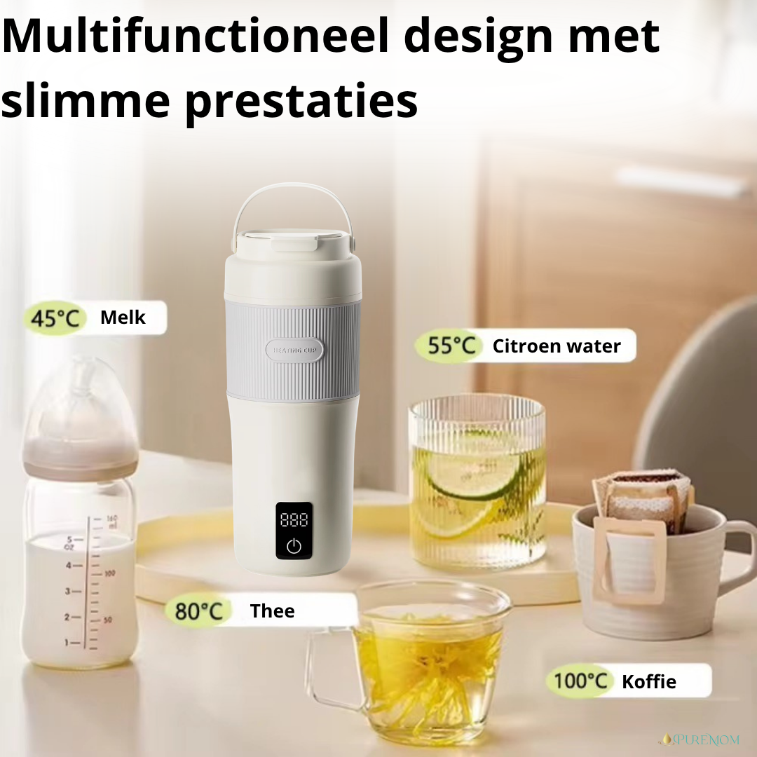 Thermosfles Flessenwarmer Onderweg 450ML (2026) – Oplaadbaar & Draadloos – RVS Multifunctioneel voor Baby & Volwassenen