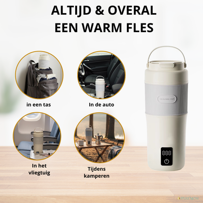 Thermosfles Flessenwarmer Onderweg 450ML (2026) – Oplaadbaar & Draadloos – RVS Multifunctioneel voor Baby & Volwassenen