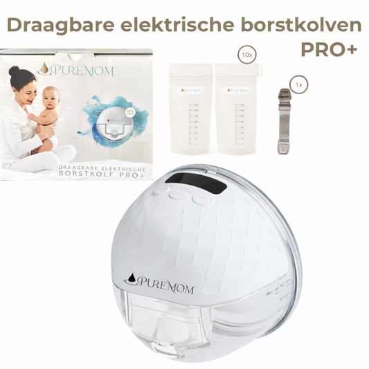 Draagbare Elektrische Borstkolf PUREMOM® PRO+ – Enkelzijdig & Handsfree – BPA-Vrij – Incl. 10 Moedermelk Bewaarzakjes, Reistasje, BH-clip & Borstschildverkleiners
