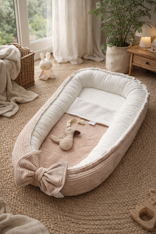 Luxe Babynest Rib Velours – OEKO-TEX – Trendy & Zacht in 4 Kleuren