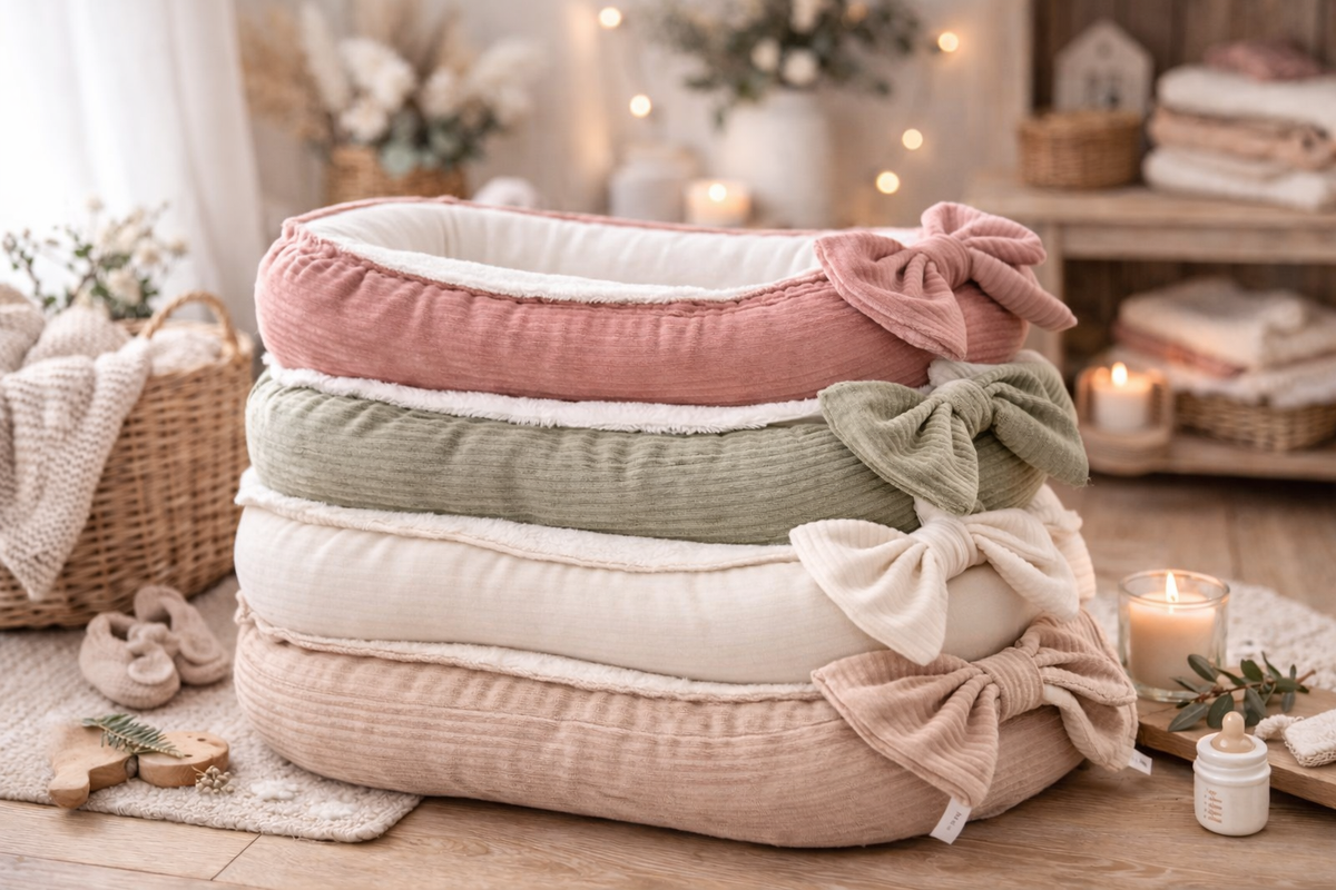 Luxe Babynest Rib Velours – OEKO-TEX – Trendy & Zacht in 4 Kleuren