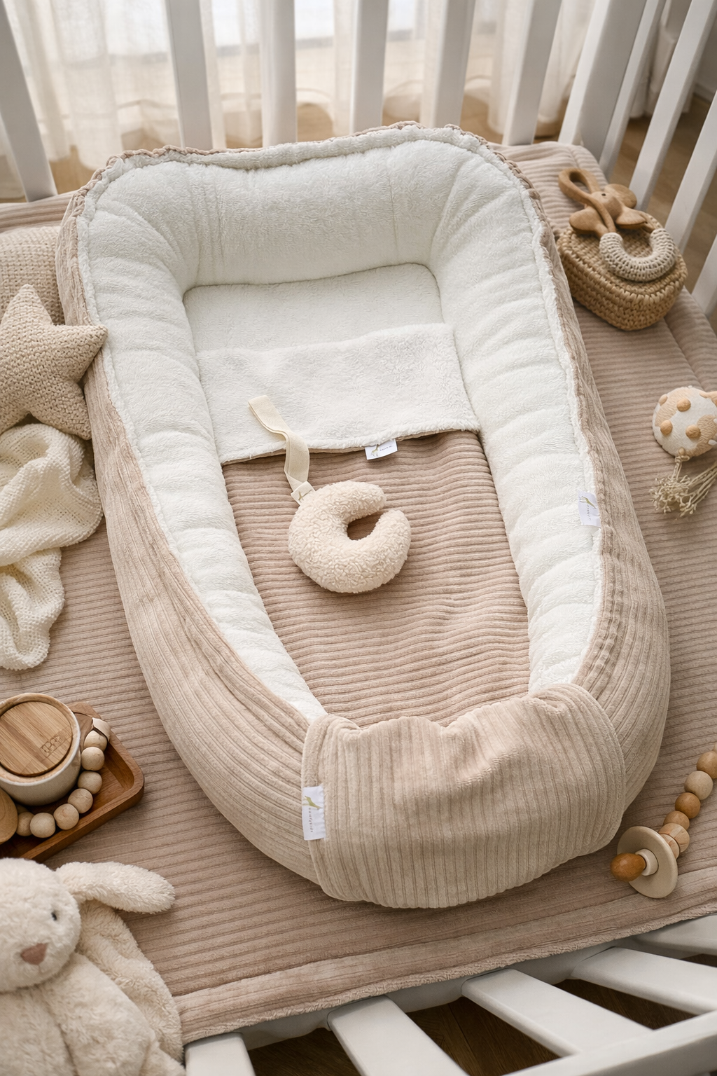 Luxe Babynest Rib Velours – OEKO-TEX – Trendy & Zacht in 4 Kleuren
