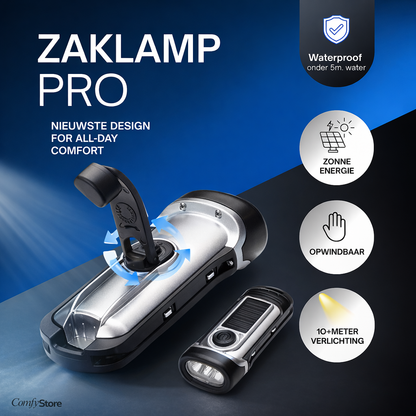 Opwindbare & Zonne-Energie Zaklamp – Noodzaklamp Zonder Batterijen voor Kamperen & Outdoor