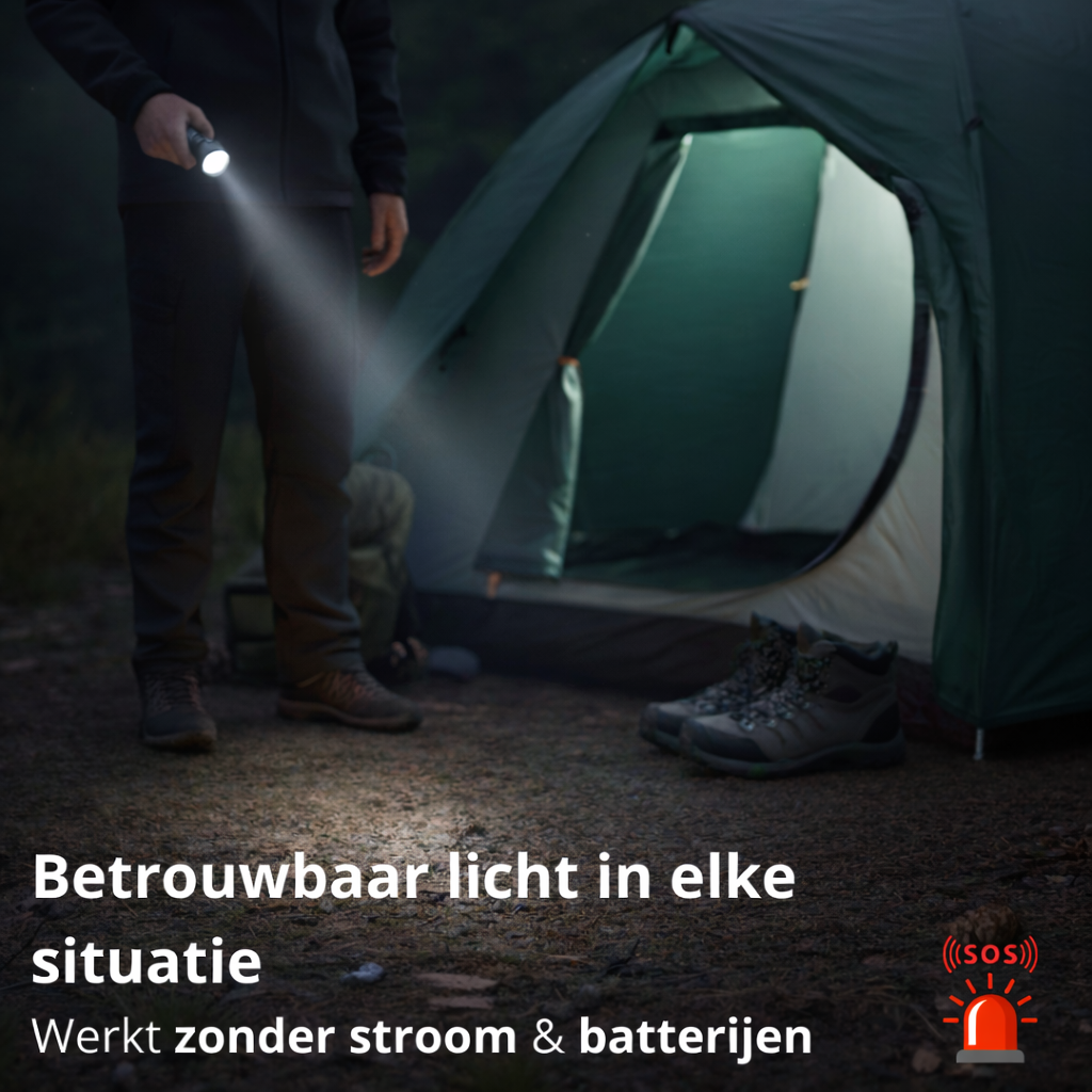 Opwindbare & Zonne-Energie Zaklamp – Noodzaklamp Zonder Batterijen voor Kamperen & Outdoor