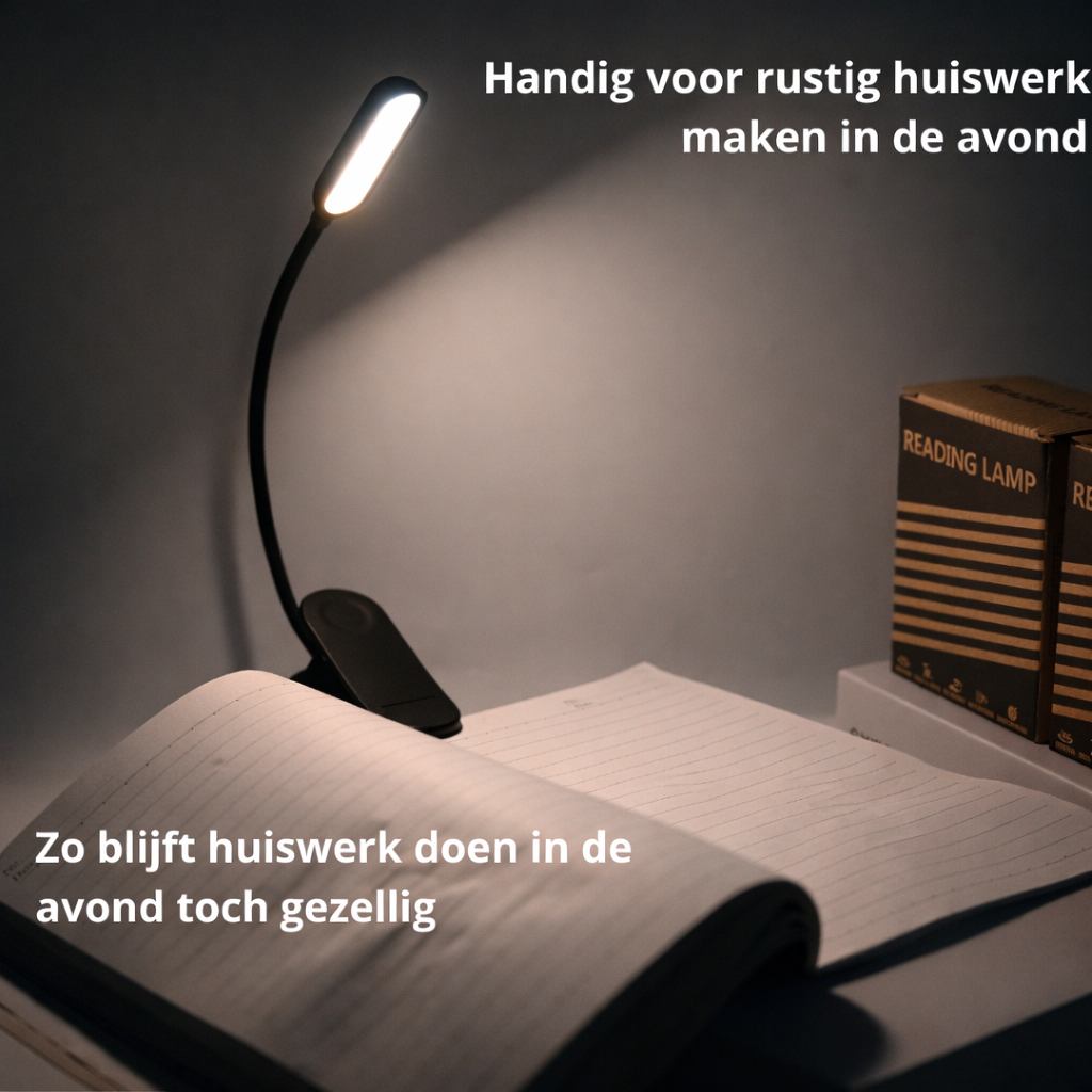 Voorleeslampje Pro 2026 – 360° Draaibaar – 3 Lichtstanden – Oogveilig LED – Snelladen incl. Gratis USB-C & Kopje