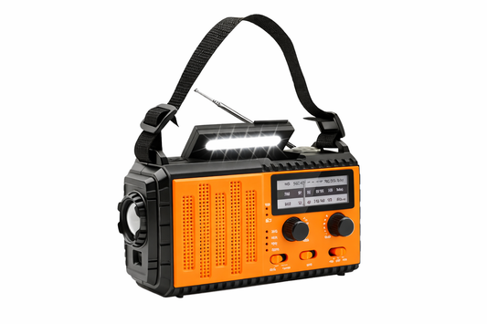 Opwindbare Noodradio met Zonne-Energie & SOS Alarm – Noodradio Zonder Batterijen met Veel Zenders