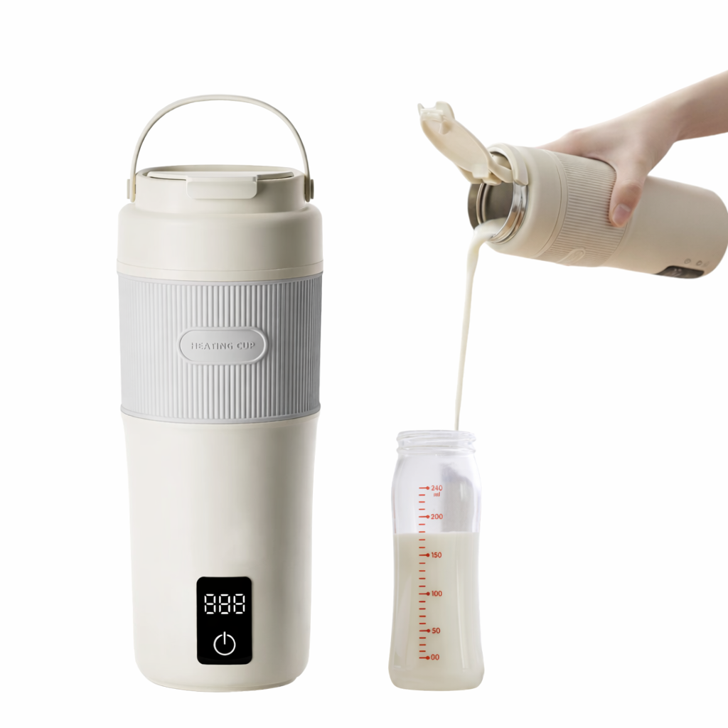 Thermosfles Flessenwarmer Onderweg 450ML (2026) – Oplaadbaar & Draadloos – RVS Multifunctioneel voor Baby & Volwassenen